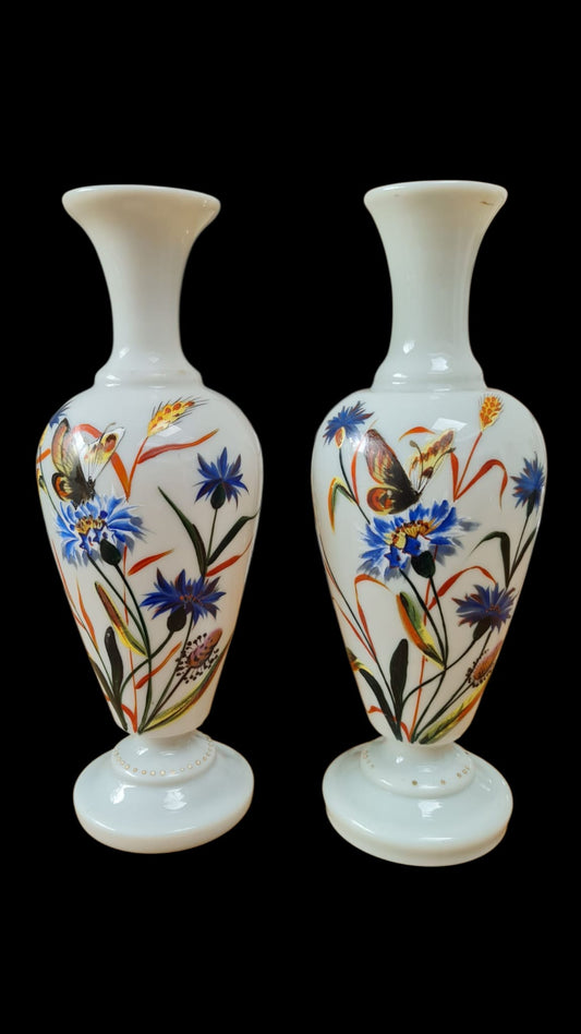 Victorian Uranium Glass Vases - Cow Shed Collective 